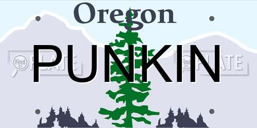 PUNKIN Oregon License Plate