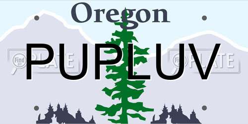 PUPLUV Oregon License Plate