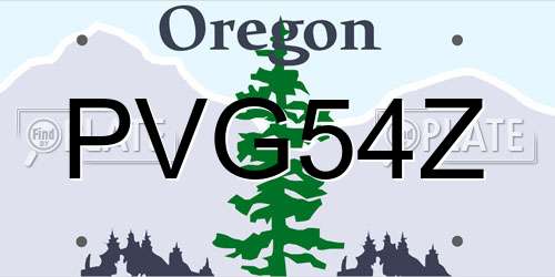 PVG54Z Oregon License Plate