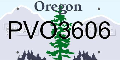 PVO3606 Oregon License Plate