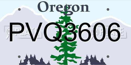 PVQ3606 Oregon License Plate
