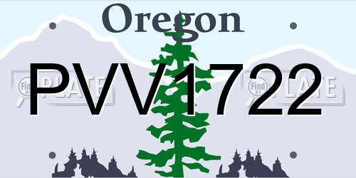 PVV1722 Oregon License Plate