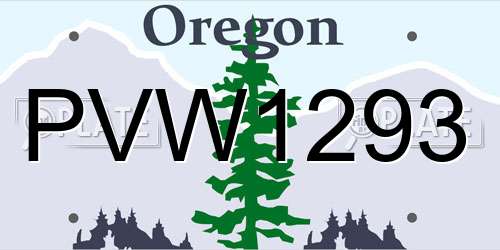 PVW1293 Oregon License Plate
