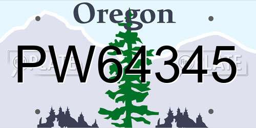 PW64345 Oregon License Plate