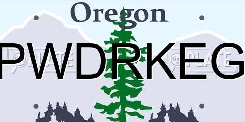 PWDRKEG Oregon License Plate