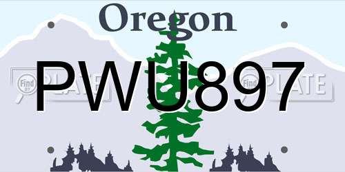 PWU897 Oregon License Plate