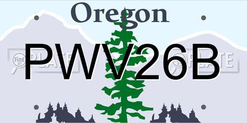 PWV26B Oregon License Plate