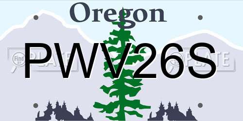 PWV26S Oregon License Plate