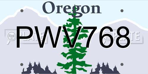 PWV768 Oregon License Plate