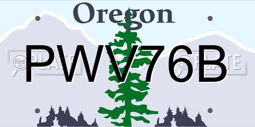 PWV76B Oregon License Plate