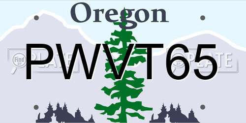 PWVT65 Oregon License Plate
