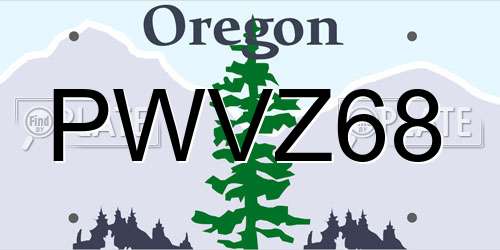 PWVZ68 Oregon License Plate