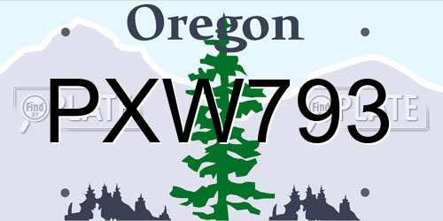 PXW793 Oregon License Plate