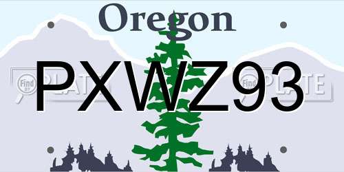 PXWZ93 Oregon License Plate