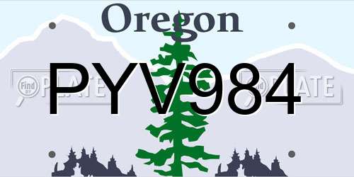 PYV984 Oregon License Plate