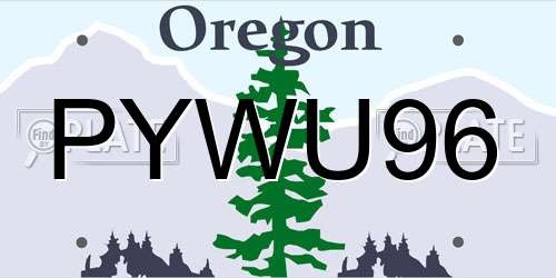 PYWU96 Oregon License Plate