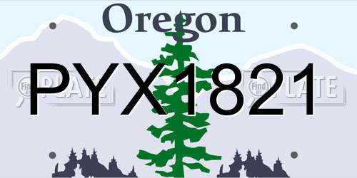 PYX1821 Oregon License Plate