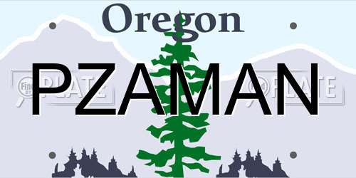 PZAMAN Oregon License Plate