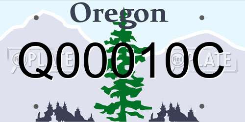 Q00010C Oregon License Plate