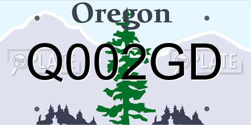Q002GD Oregon License Plate