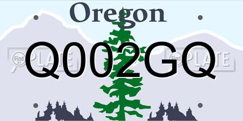 Q002GQ Oregon License Plate