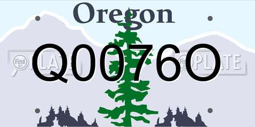 Q0076O Oregon License Plate