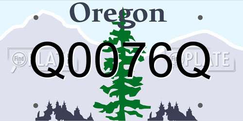 Q0076Q Oregon License Plate