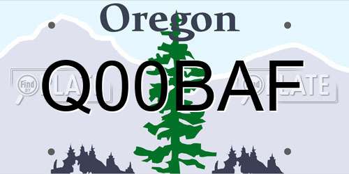 Q00BAF Oregon License Plate