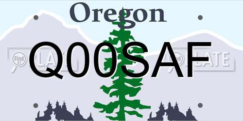 Q00SAF Oregon License Plate