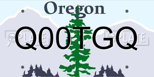 Q00TGQ Oregon License Plate