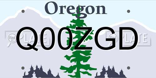 Q00ZGD Oregon License Plate