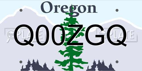 Q00ZGQ Oregon License Plate