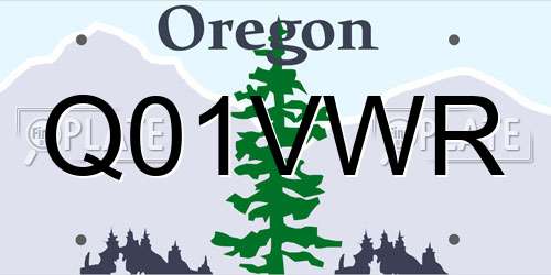 Q01VWR Oregon License Plate