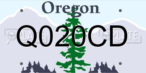 Q020CD Oregon License Plate