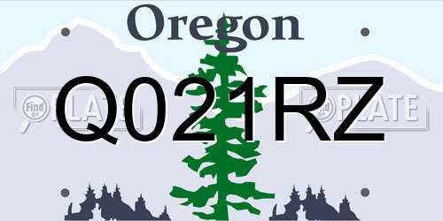 Q021RZ Oregon License Plate