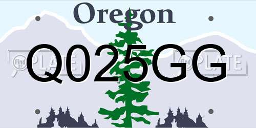 Q025GG Oregon License Plate