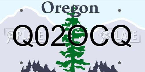 Q02OCQ Oregon License Plate