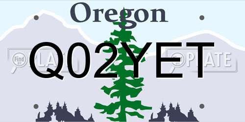 Q02YET Oregon License Plate