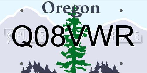 Q08VWR Oregon License Plate