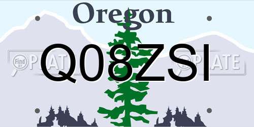 Q08ZSI Oregon License Plate