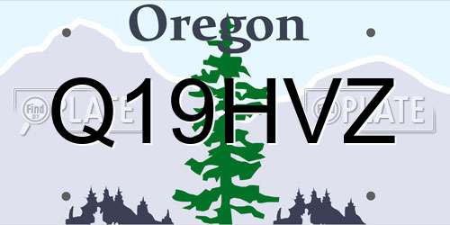 Q19HVZ Oregon License Plate
