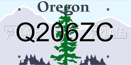 Q206ZC Oregon License Plate