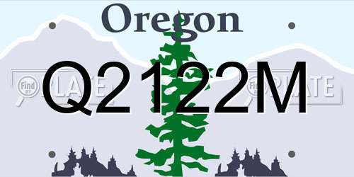 Q2122M Oregon License Plate