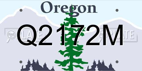 Q2172M Oregon License Plate