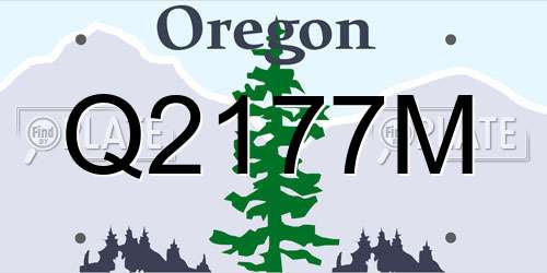 Q2177M Oregon License Plate