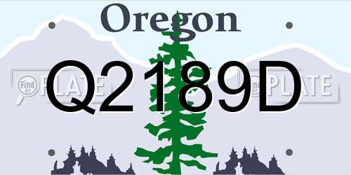 Q2189D Oregon License Plate
