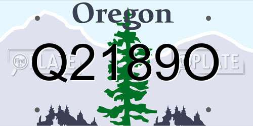 Q2189O Oregon License Plate