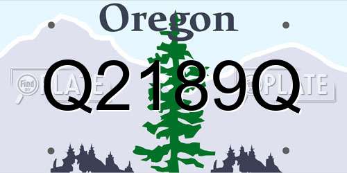 Q2189Q Oregon License Plate