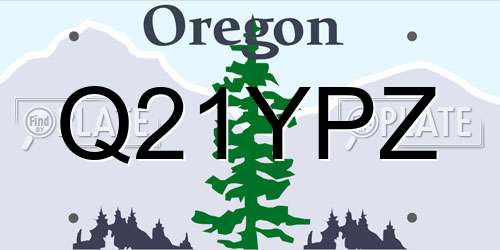 Q21YPZ Oregon License Plate