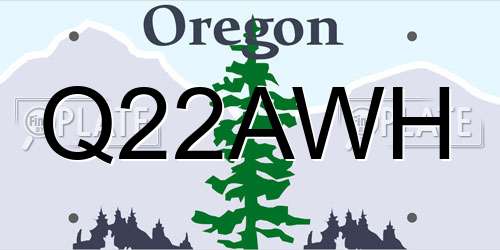 Q22AWH Oregon License Plate